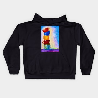 Piled cups colorful pastel art Kids Hoodie